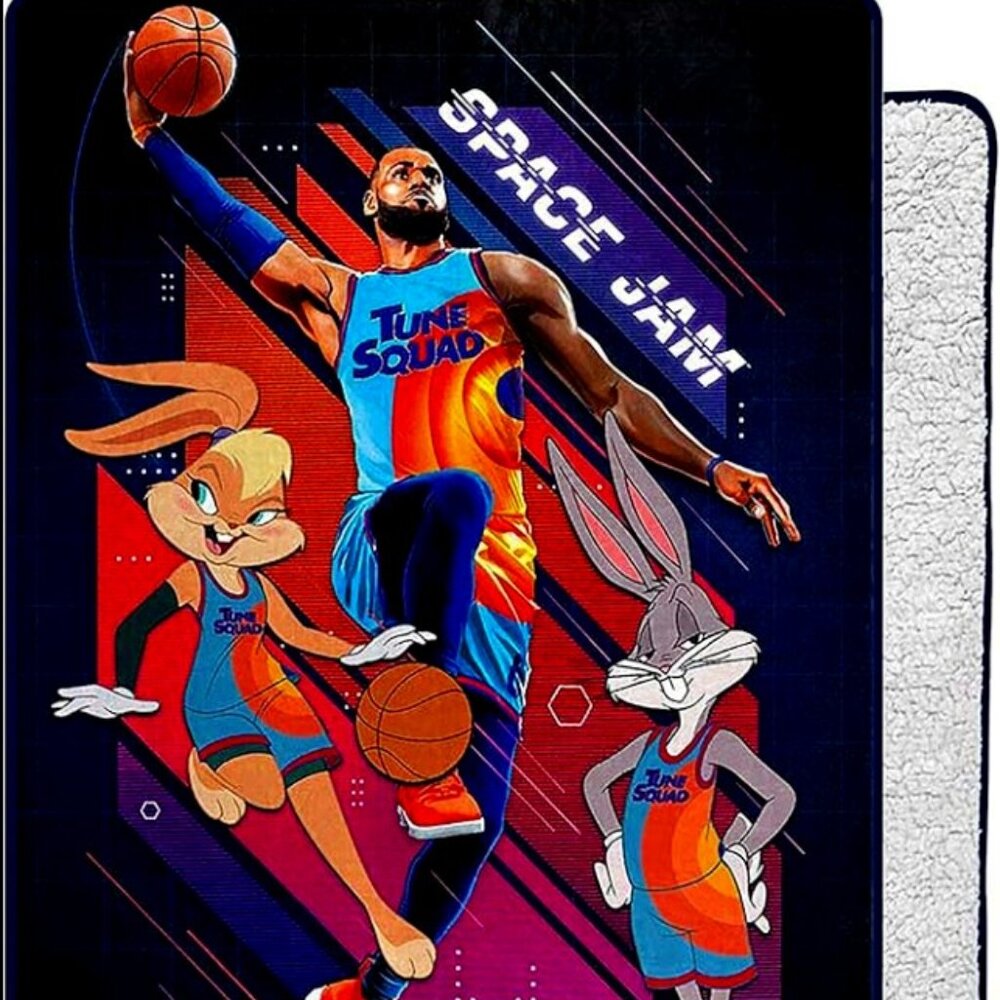 BNWT Northwest Space Jam Silk Touch Sherpa Throw Blanket, 60" x 80", Jumpshot
